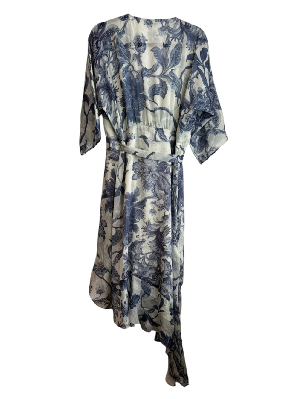 Guess Blue Floral A-line Warp Midi Dress Size Large - Picture 7 of 10
